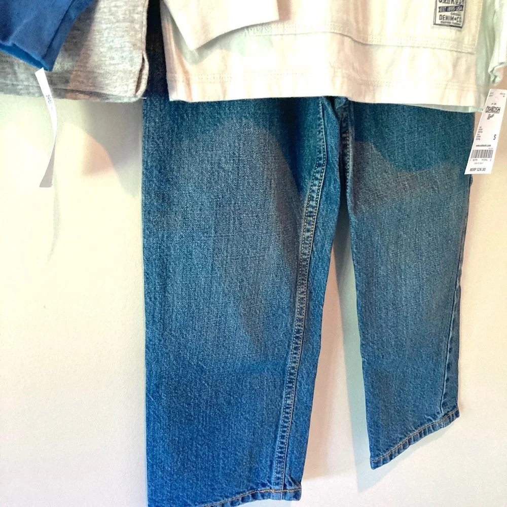 NWT Oshkosh jeans and 2 long sleeve tees Size 5